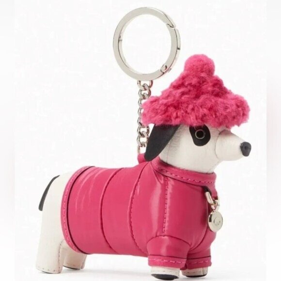 Kate Spade Key Chain Claude Dachshund Dark Pink Bag Charm K9252 Fob NWT - Picture 1 of 4